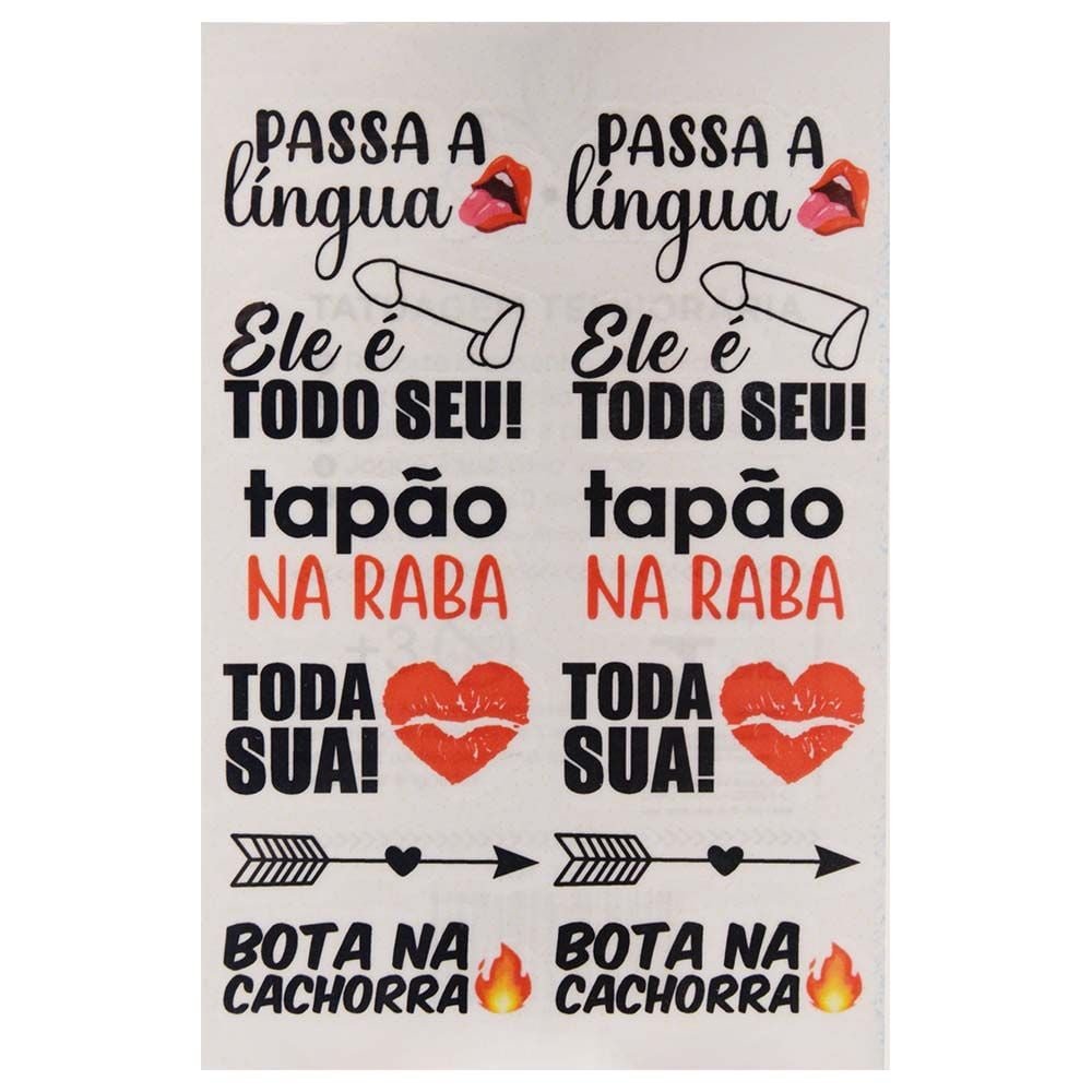 Passa A Língua Tatuagem Temporária 10 X 15cm Sedux