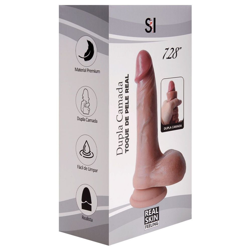 Pênis Dupla Camada Silicone 18,5 X 3cm Sexy Import