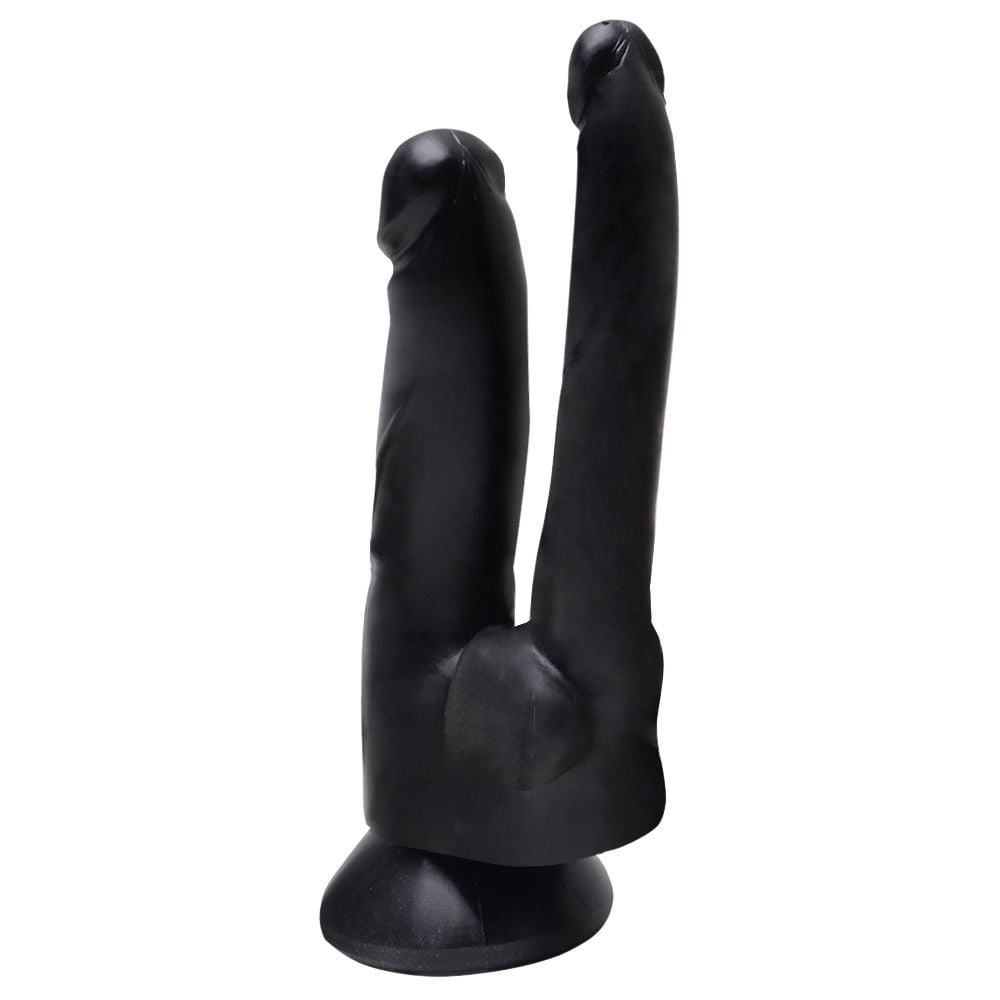 Pênis Duplo Borracha Com Ventosa 17cm Kgel
