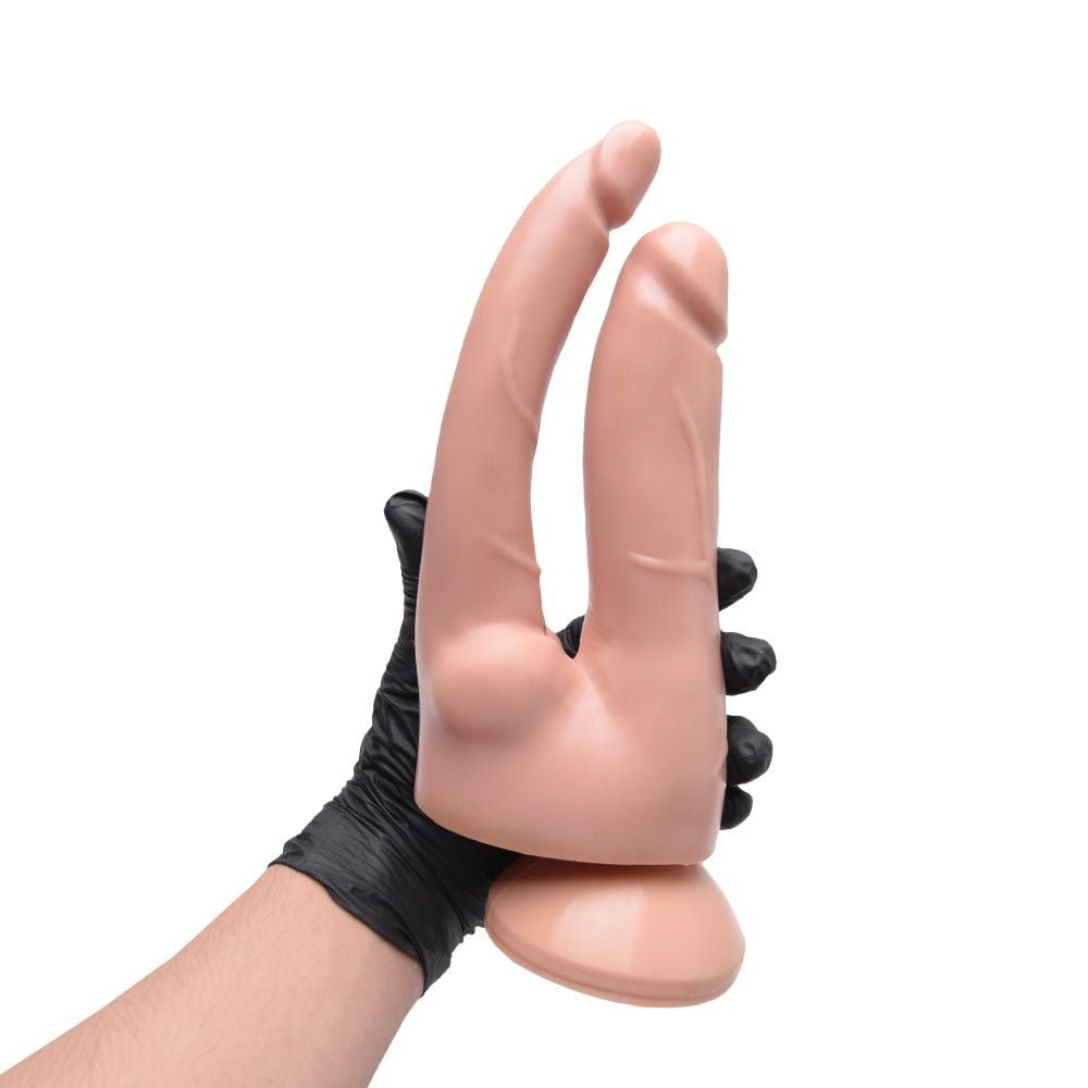 Pênis Duplo Borracha Com Ventosa 17cm Kgel