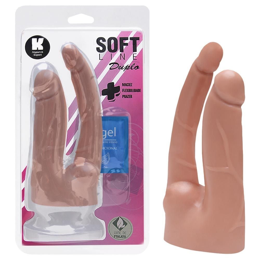 Pênis Duplo De Borracha Maciço 17cm Kgel