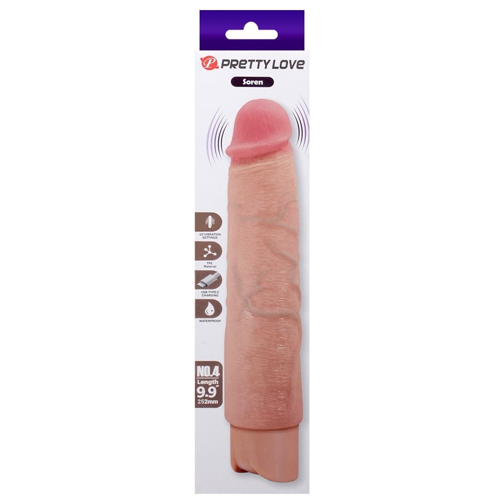 Pênis Real 10 Vibrações 25,2 X 4,3cm Pretty Love Vipmix