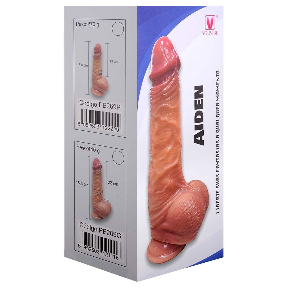 Pênis Real Ventosa 18,5 X 3,5cm Aiden Youvibe Vipmix
