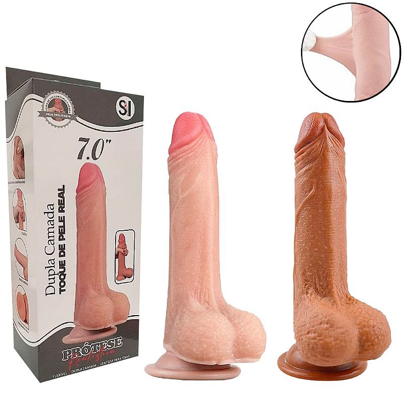 Pênis Realístico com Dupla Camada 7.0" - Tamanho 18,0 X 3,7 cm