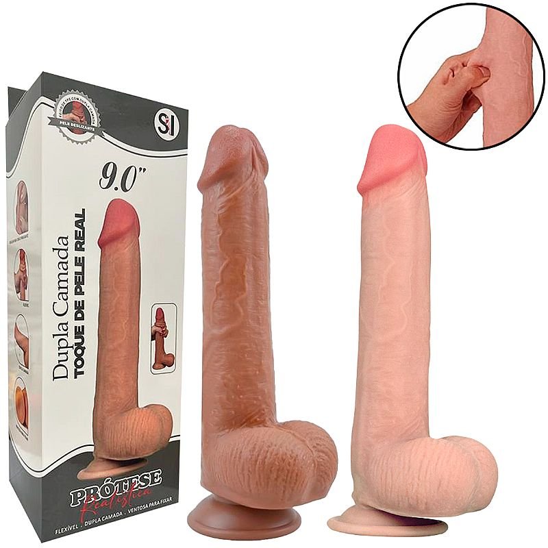 Pênis Realístico com Dupla Camada 9.0" - Tamanho 23,1 X 4,0 cm