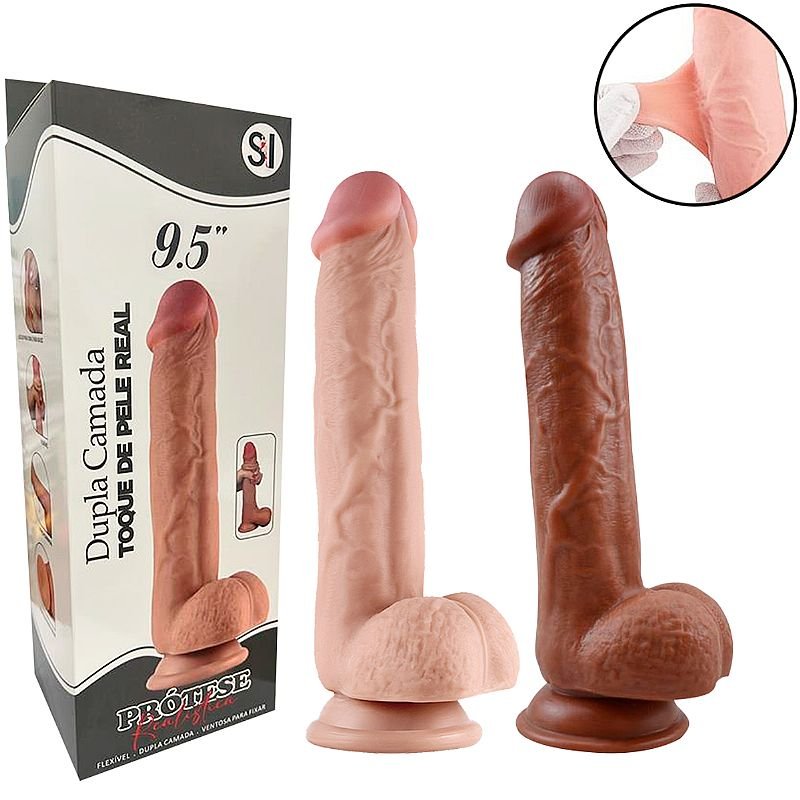 Pênis Realístico com Dupla Camada 9.5" - Tamanho 24,0 X 4,8 cm