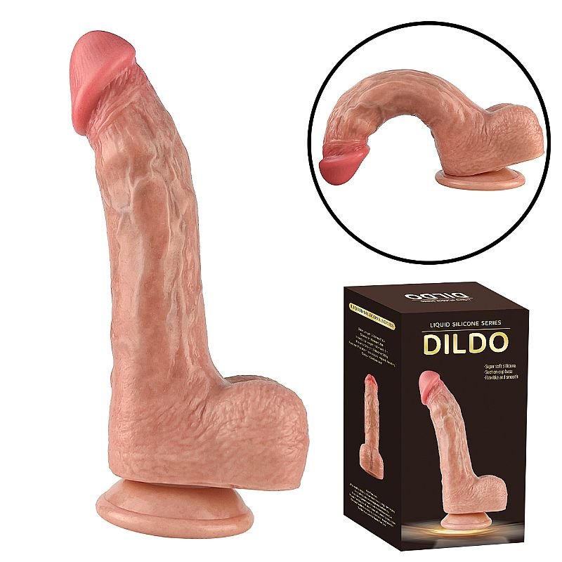 Pênis Realístico com Ventosa - Silicone Líquido - 20,0 x 4,2 cm