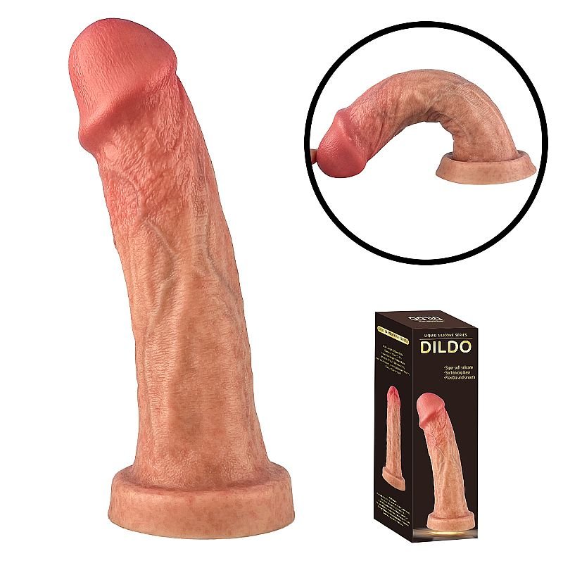 Pênis Realístico com Ventosa - Silicone Líquido - 22,5 x 5,2 cm