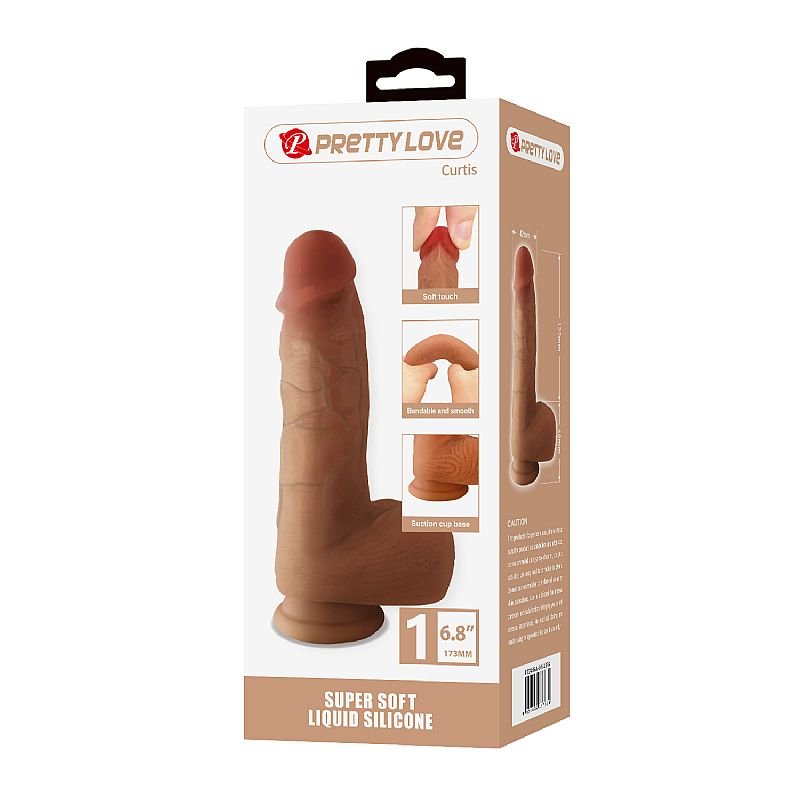 Pênis Realístico com Ventosa / Silicone Líquido - Curtis - 17.3 x 4.2 cm - Pretty Love