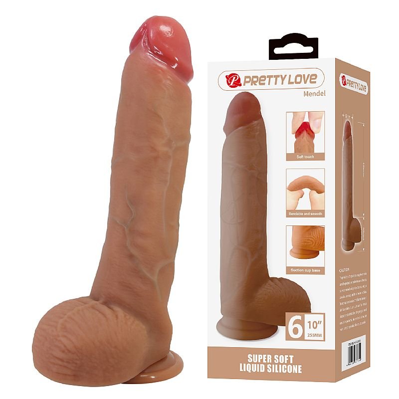 Pênis Realístico com Ventosa / Silicone Líquido - Mendel - 25.5 x 5.6 cm - Pretty Love