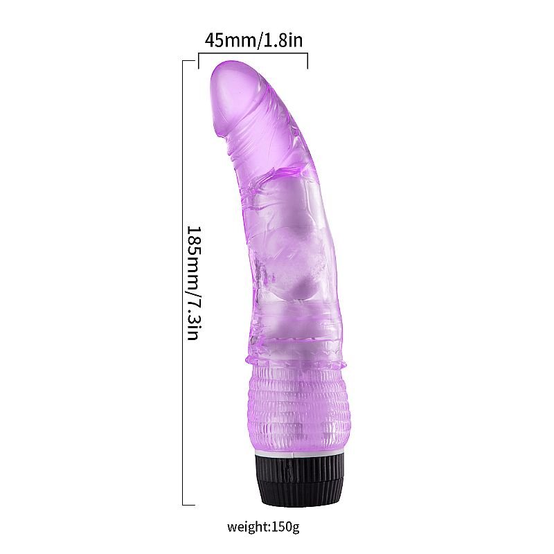 Pênis Realístico com Vibrador à pilha - 19,0 x 4,3 cm - Roxo