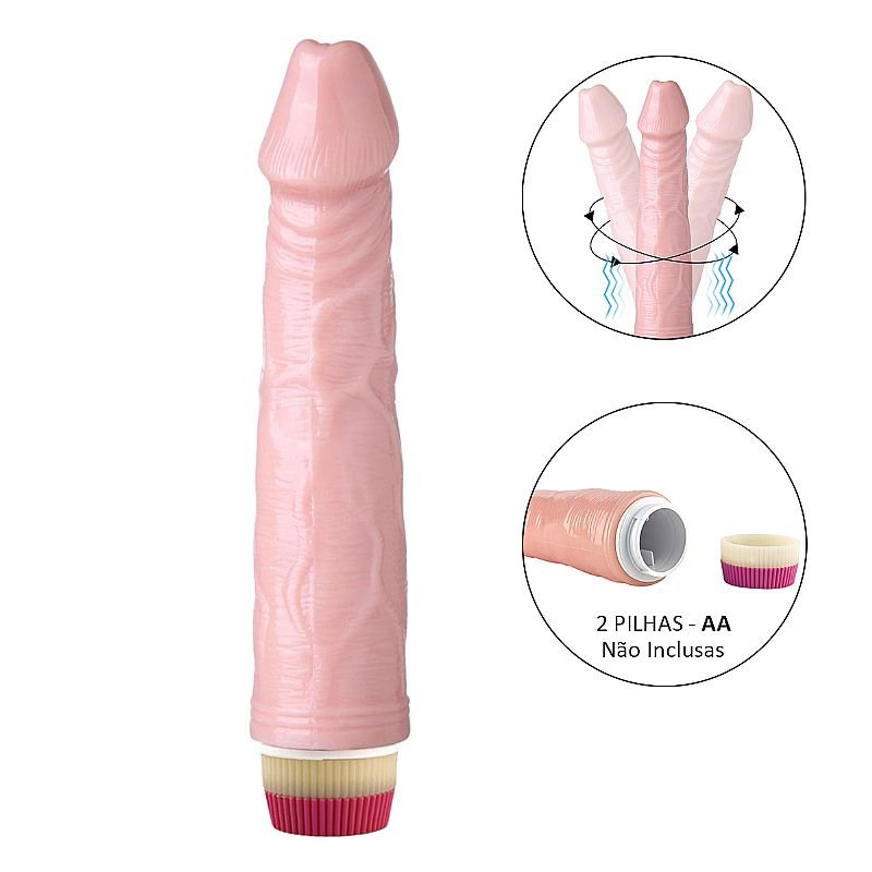 Pênis Realístico com Vibrador Rotativo à pilha - 22,5 x 4,3cm