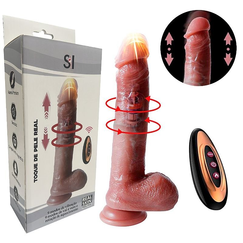 Pênis Realístico em Silicone Líquido com Vai e Vem / Aquecimento - 20,5 x 4,0