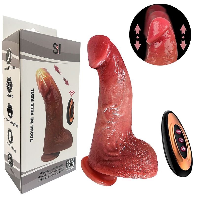 Pênis Realístico em Silicone Líquido com Vai e Vem / com Aquecimento - 21,0 x 5,0