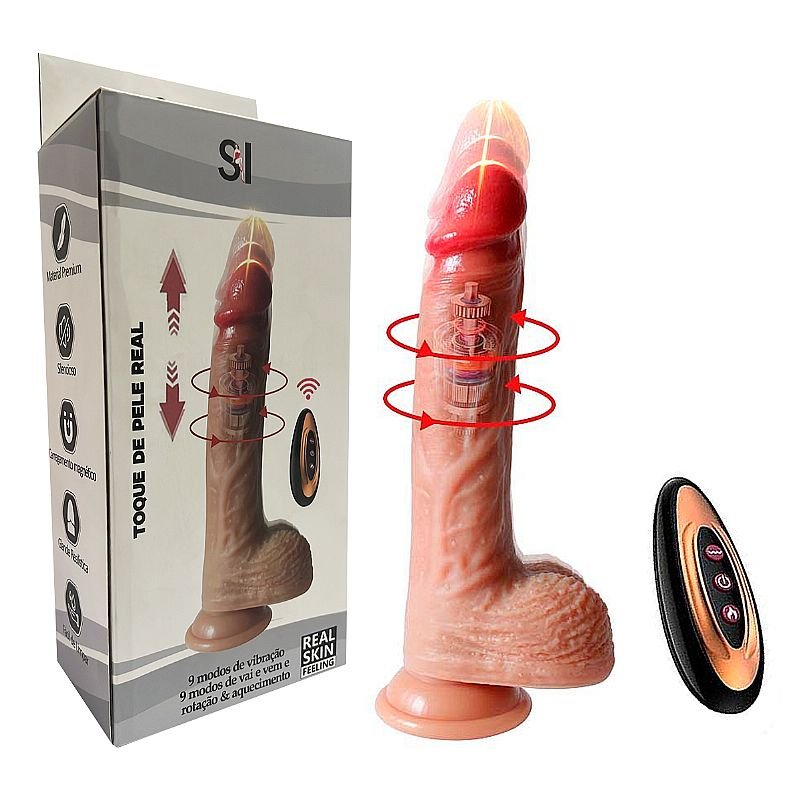 Pênis Realístico em Silicone Líquido com Vai e Vem e Aquecimento