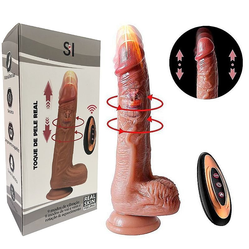 Pênis Realístico em Silicone Líquido com Vai e Vem / Rotativo e Aquecimento