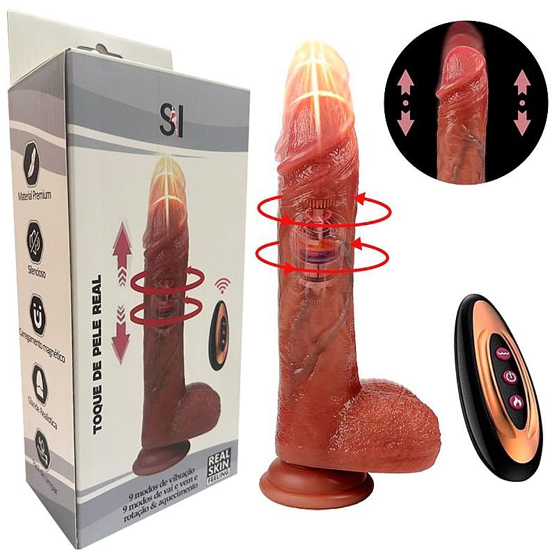 Pênis Realístico em Silicone Líquido com Vai e Vem / Rotativo e Aquecimento - 22,0 x 3,8
