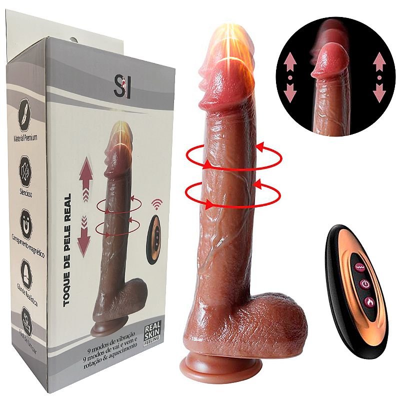 Pênis Realístico em Silicone Líquido com Vai e Vem / Rotativo e Aquecimento - 22,0 x 4,2