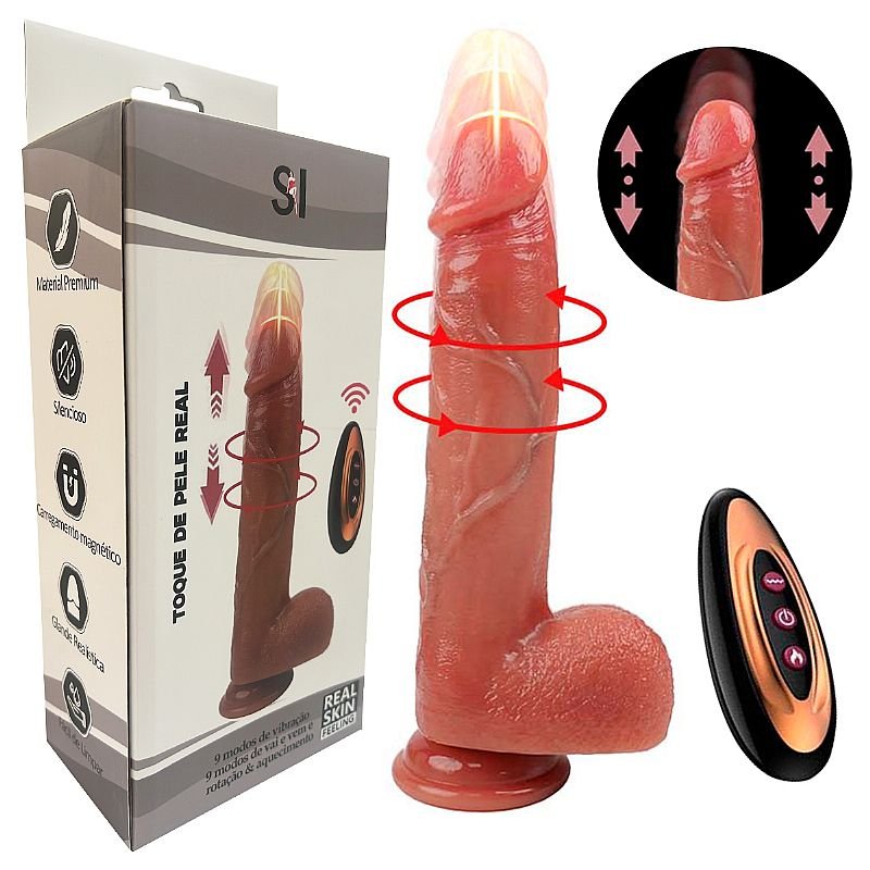 Pênis Realístico em Silicone Líquido com Vai e Vem / Rotativo e Aquecimento - 22,5 x 4,0