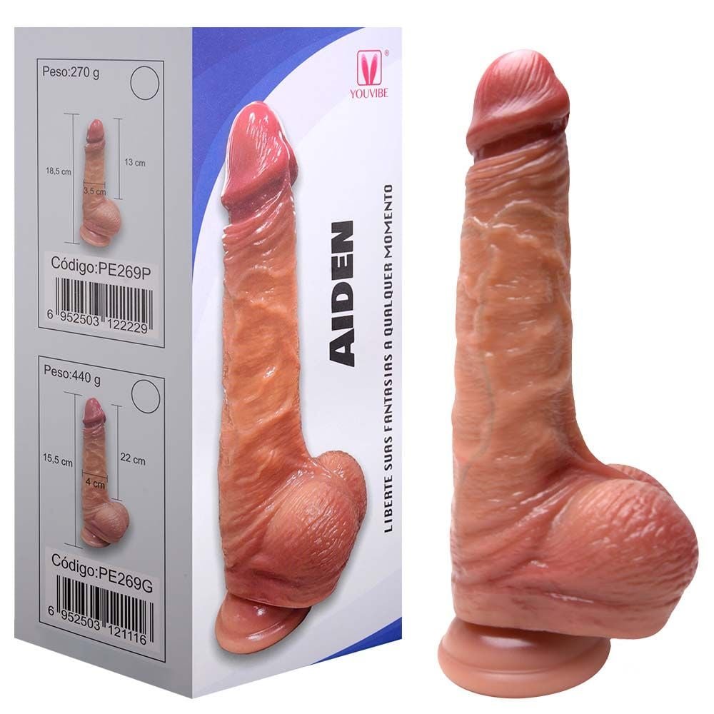 Pênis Realístico Ventosa 22 X 4cm Aiden Youvibe Vipmix
