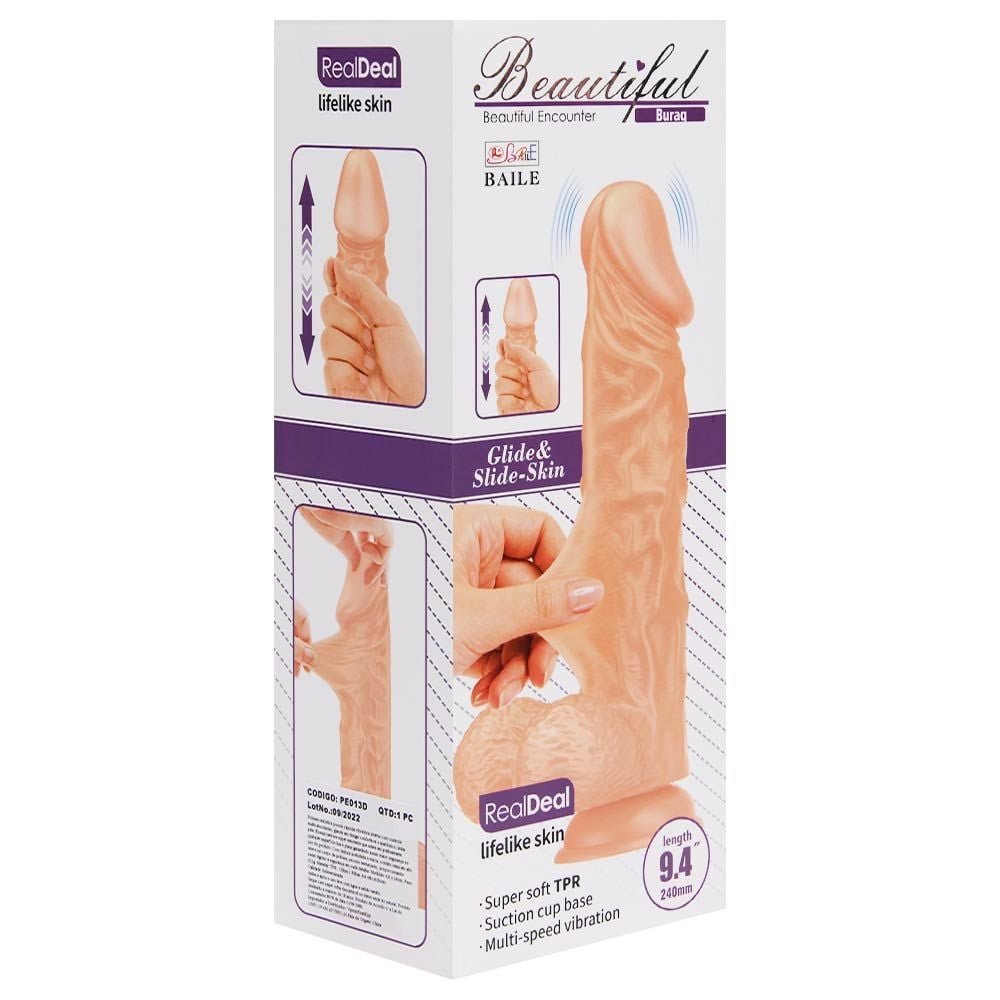 Pênis Realístico Vibrador Ventosa 24 X 4,6cm Vipmix