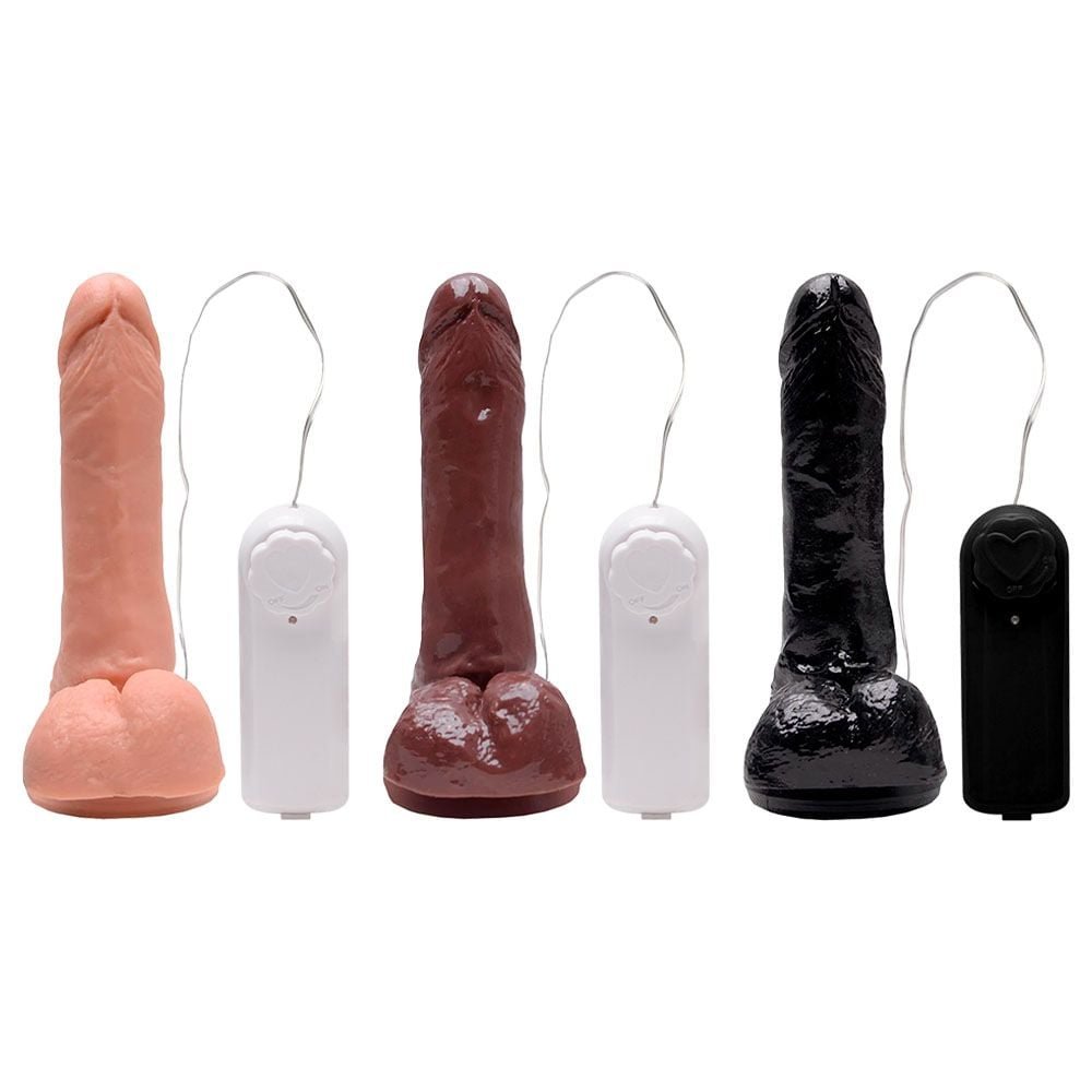 Pênis Vibrador Controle Externo Escroto 17,5 X 3,8cm Kgel