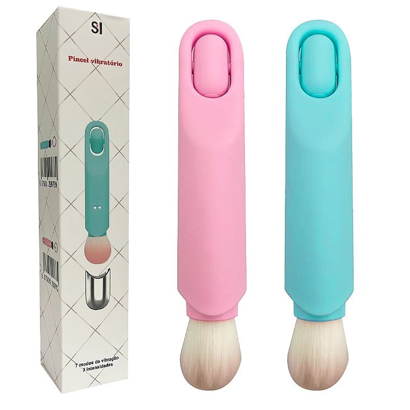 Pincel com vibrador estimulador de clitóris - Azul Tiffany
