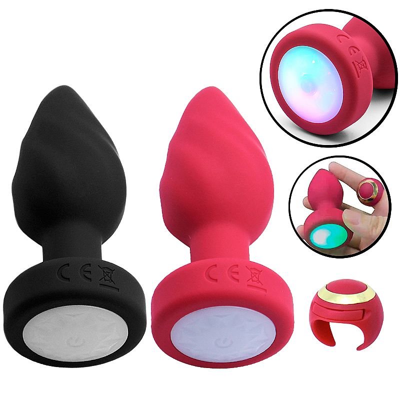 Plug Anal com Touch / Controle Remoto em Formato de Anel - Preto