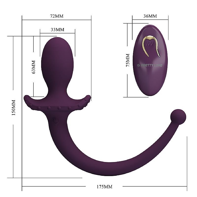 Plug Anal com Vibrador / Formato de Rabo com Controle Remoto - Pretty Love