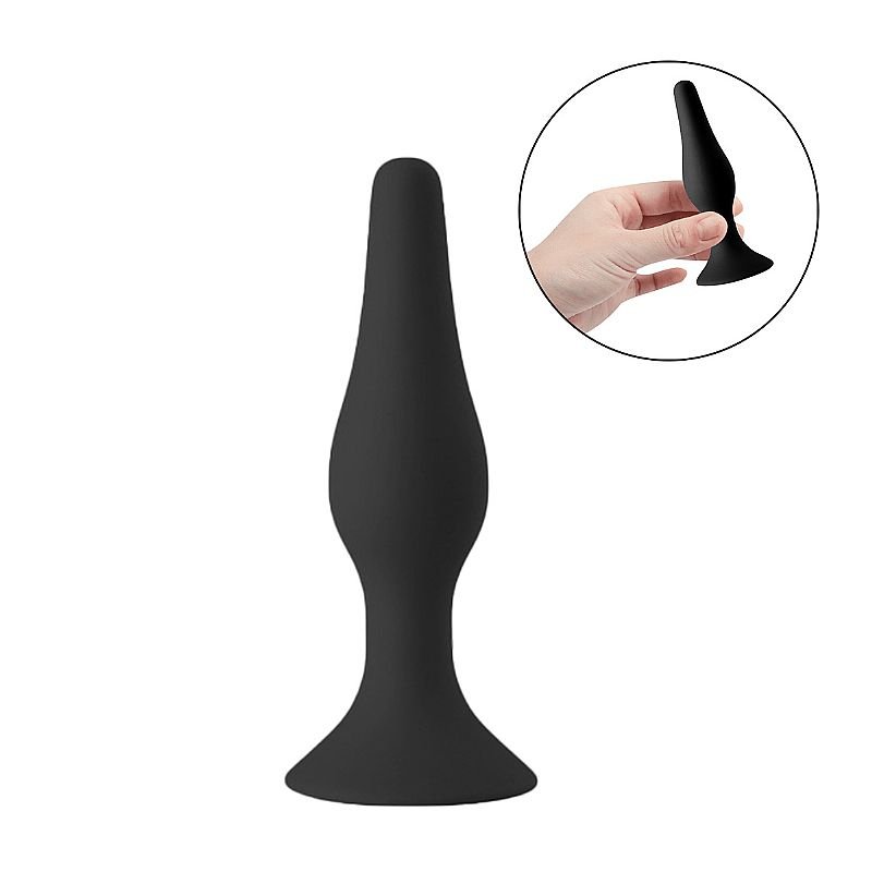 Plug Anal Cônico em Silicone com Ventosa - Tamanho 12.5x3.2