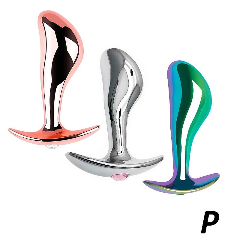 Plug Anal Curvo DK P - 7.7 x 2.3cm - Dourado+Pedra VM