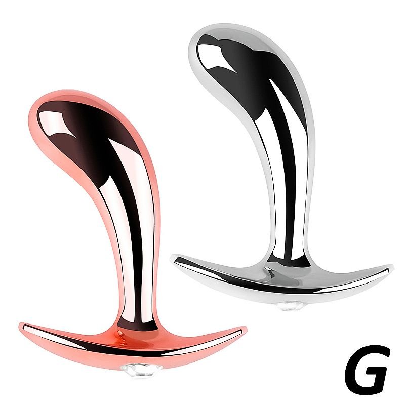 Plug Anal Curvo G - 12.5 x 4.0cm - Prata+Pedra RS