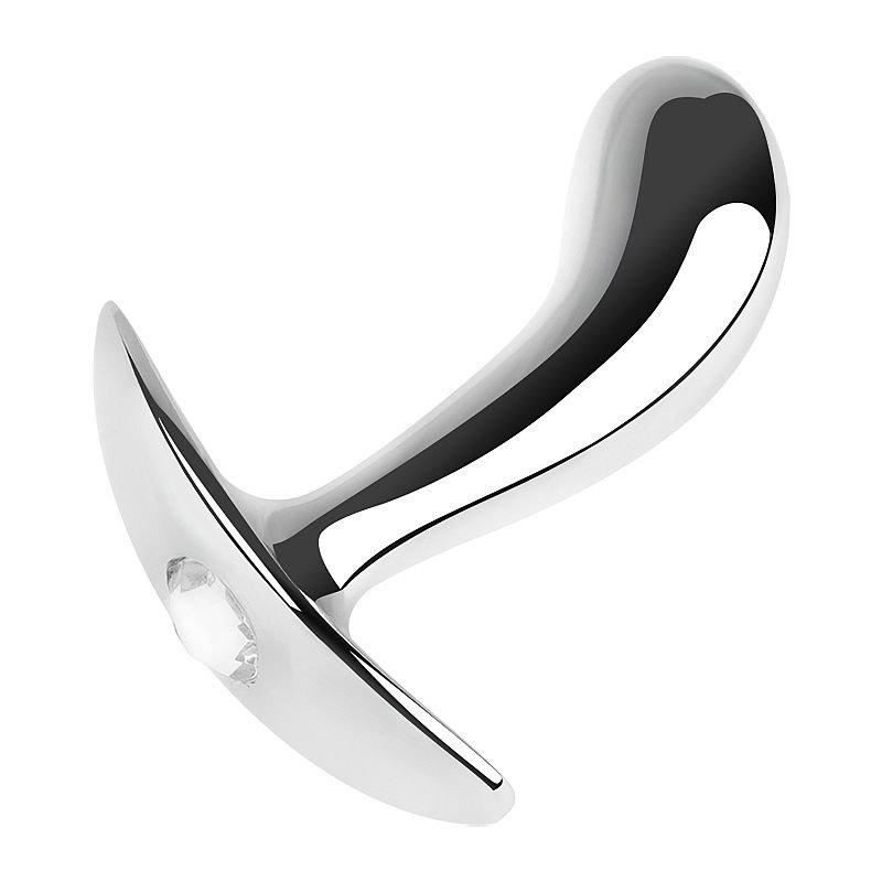 Plug Anal Curvo G - 12.5 x 4.0cm - Prata+Pedra RS