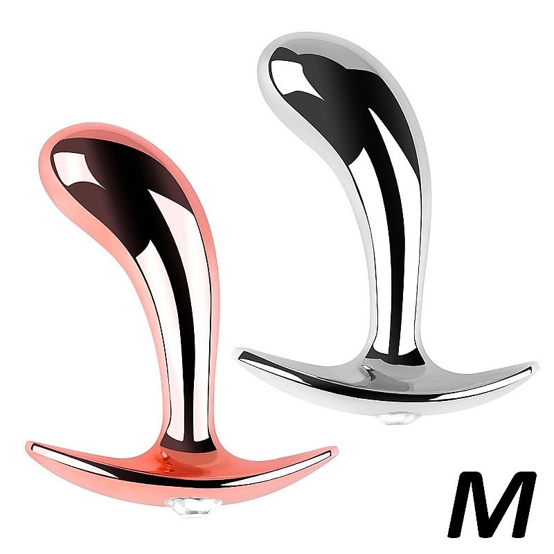 Plug Anal Curvo M - 9.7 x 2.7cm - Prata+Pedra RS