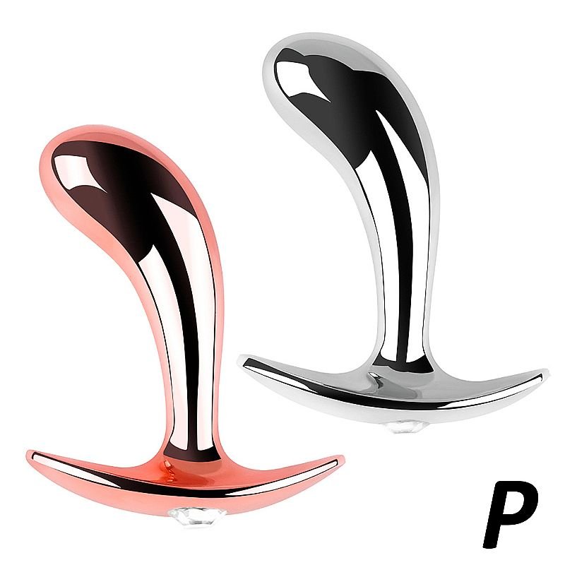 Plug Anal Curvo P - 7.9 x 2.1cm - Dourado+Pedra RS