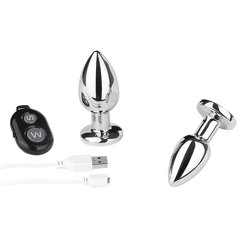 Plug Anal de aço com Controle Remoto e 10 Modos de Vibrações - Recarregável - Tamanho P - Preto