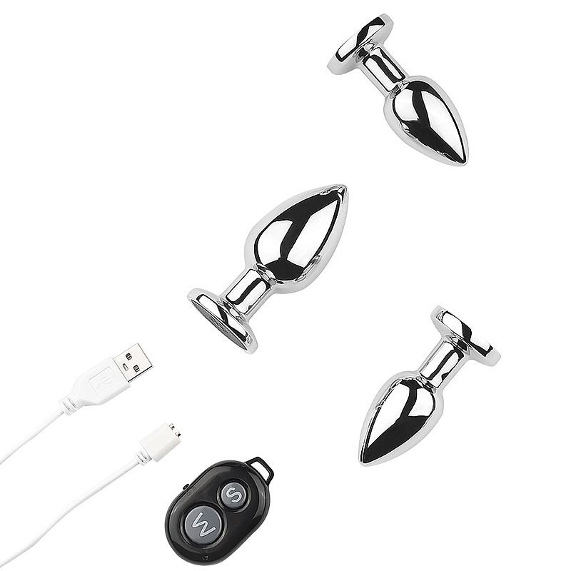 Plug Anal de aço com Controle Remoto e 10 Modos de Vibrações - Recarregável - Tamanho P - Preto