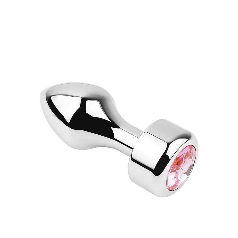 Plug Anal de Aço com Cristal Brilhante - Tamanho P - Rosa