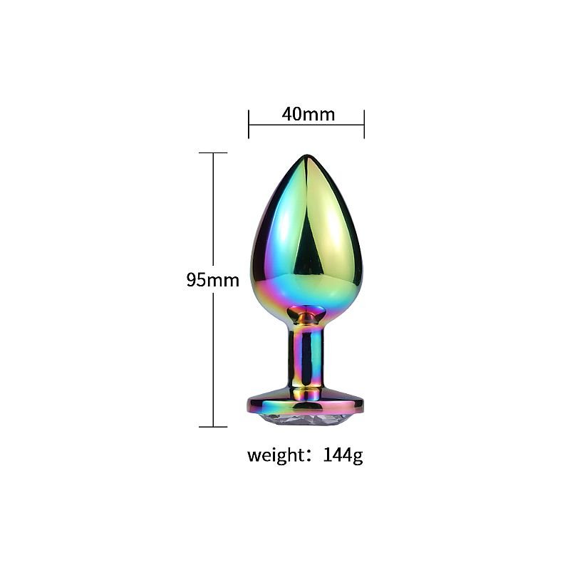 Plug Anal de Aço com Pedra de Cristal - Tamanho G - Rosa