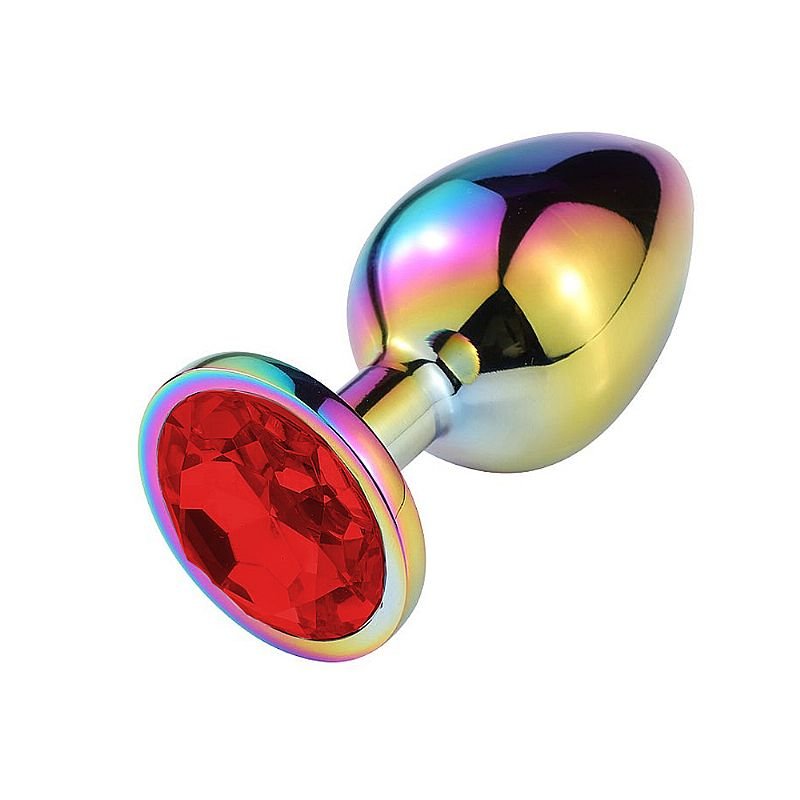 Plug Anal de Aço com Pedra de Cristal - Tamanho M - Rosa