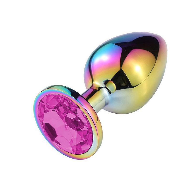 Plug Anal de Aço com Pedra de Cristal - Tamanho M - Rosa