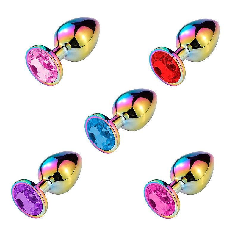 Plug Anal de Aço com Pedra de Cristal - Tamanho P - Rosa