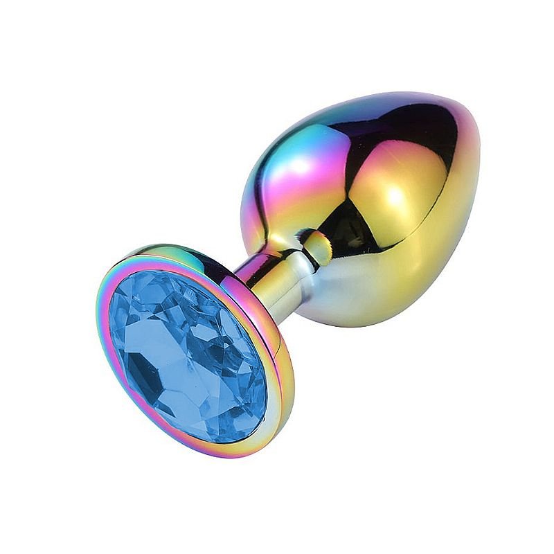 Plug Anal de Aço com Pedra de Cristal - Tamanho P - Roxo