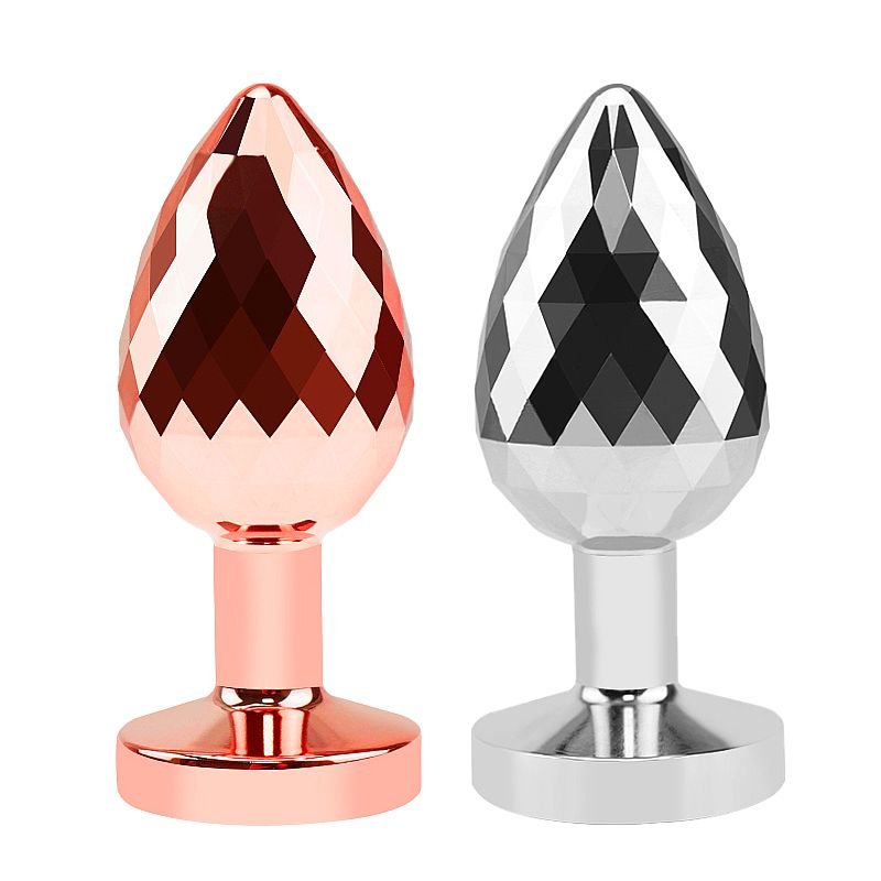 Plug Anal de Aço G - 9.7 x 3.8cm - Prata+Pedra VM