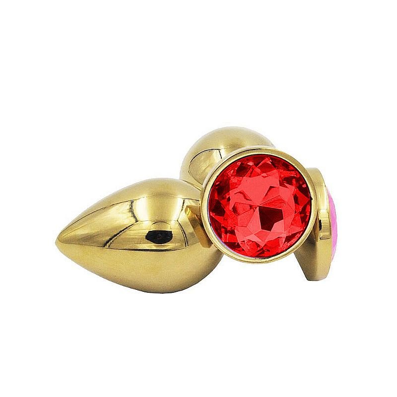 Plug Anal de Aço - Redondo Dourado - Tamanho G - Verde
