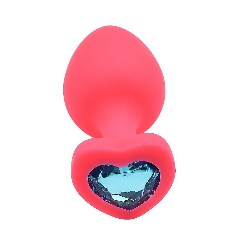 Plug Anal de Coração em Silicone - Tamanho G - VM+Pedra AZ.Céu