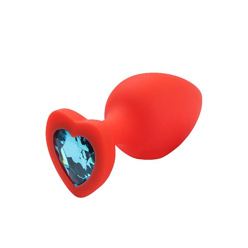 Plug Anal de Coração em Silicone - Tamanho G - VM+Pedra AZ.Céu