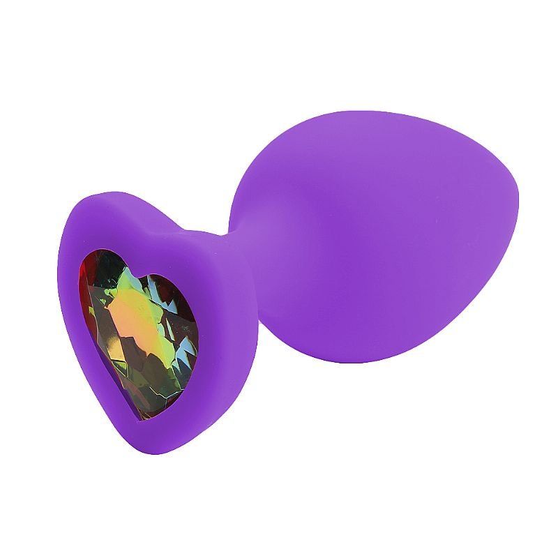Plug Anal de Coração em Silicone - Tamanho P - Preto+Pedra RS