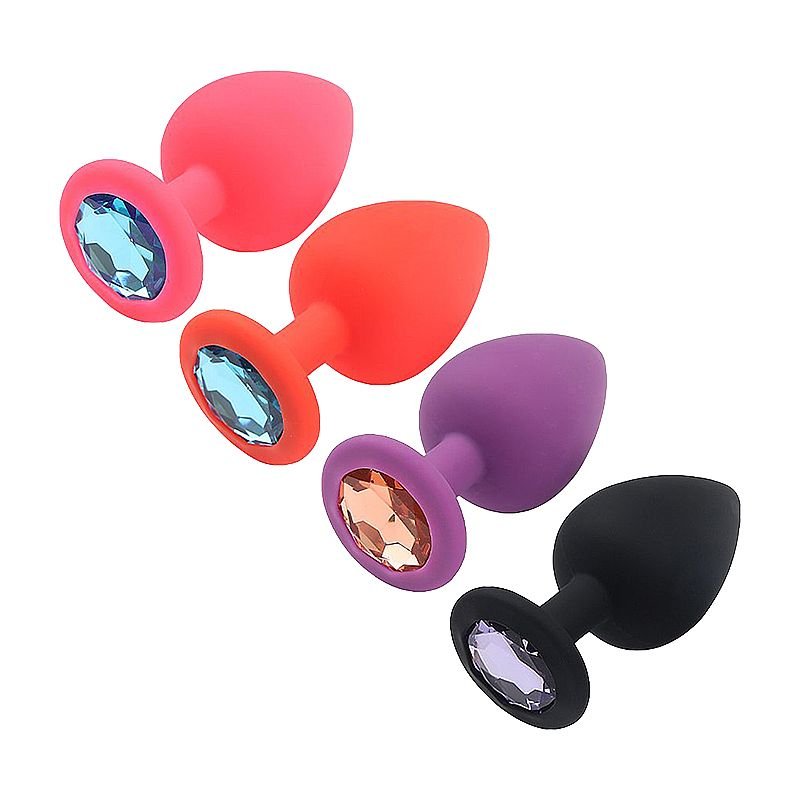 Plug Anal de Silicone - Tamanho G - Roxo+Pedra DR
