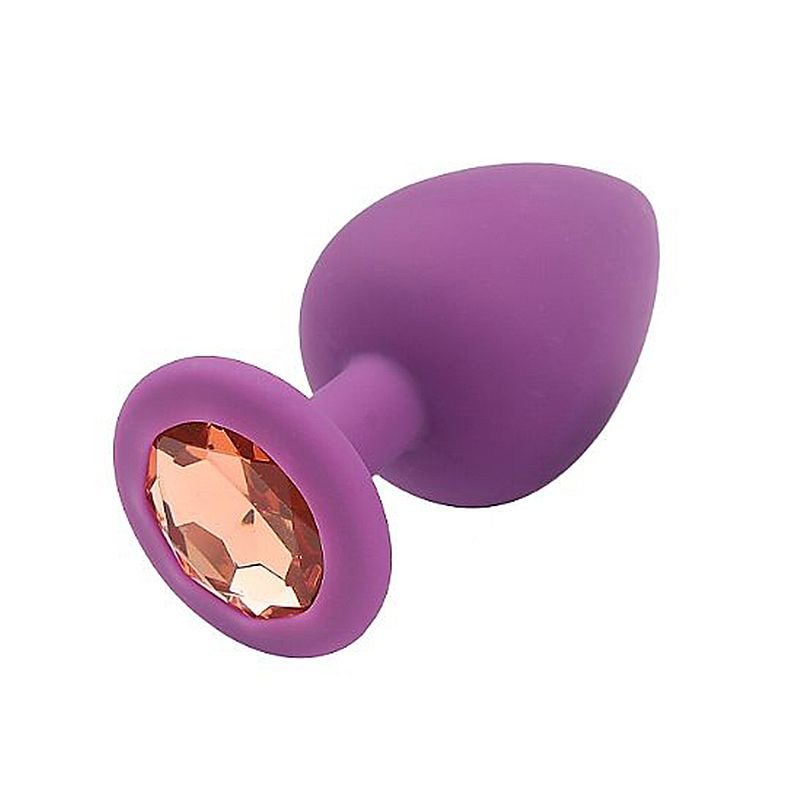 Plug Anal de Silicone - Tamanho G - Roxo+Pedra DR